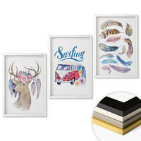 WANDBILDER 3er-Set - 40x60 cm Weißer Rahmen - Blumenwagen mit Geweih - Weiß, Kunststoff (40/60cm) - ArtPrintCave