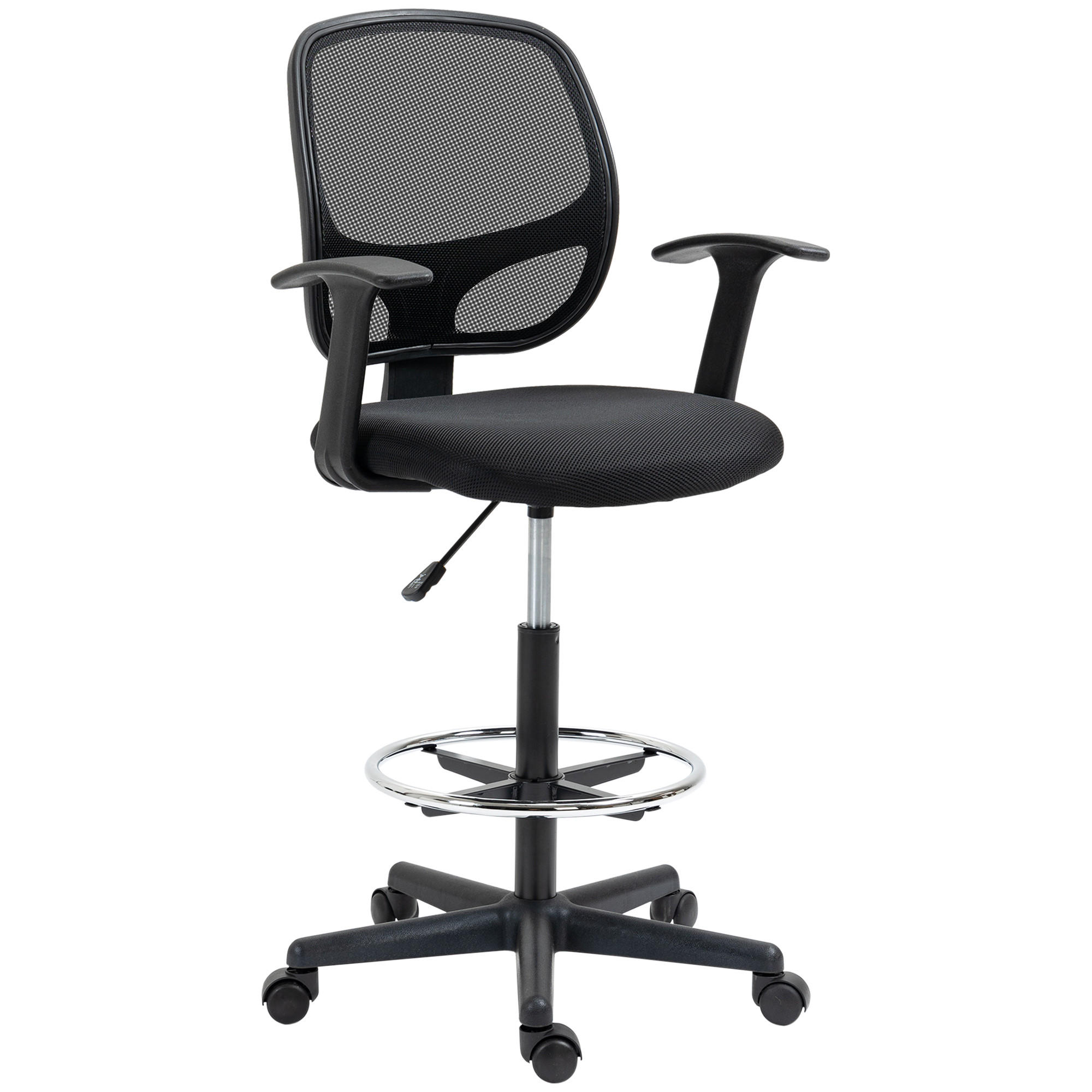 BÜROSTUHL Schwarz Mesh(100% Polyester), Schaumstoff, Stahl, Nylon 60xx56x132 xm - Schwarz, Kunststoff (56/132/60cm) - DESIGN IN