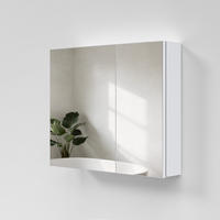 SPIEGELSCHRANK mit Ablagefächern und Rückwand-Stauraum mattweiß 65/80/14,5 cm - Weiß, Glas (80/65/15cm) - EMKE