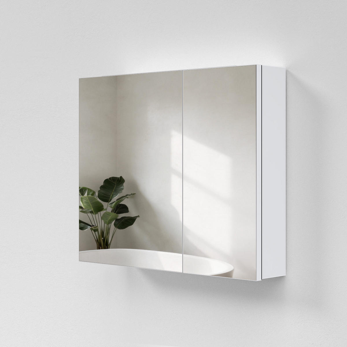 SPIEGELSCHRANK mit Ablagefächern und Rückwand-Stauraum mattweiß 65/80/14,5 cm - Weiß, Glas (80/65/15cm) - EMKE