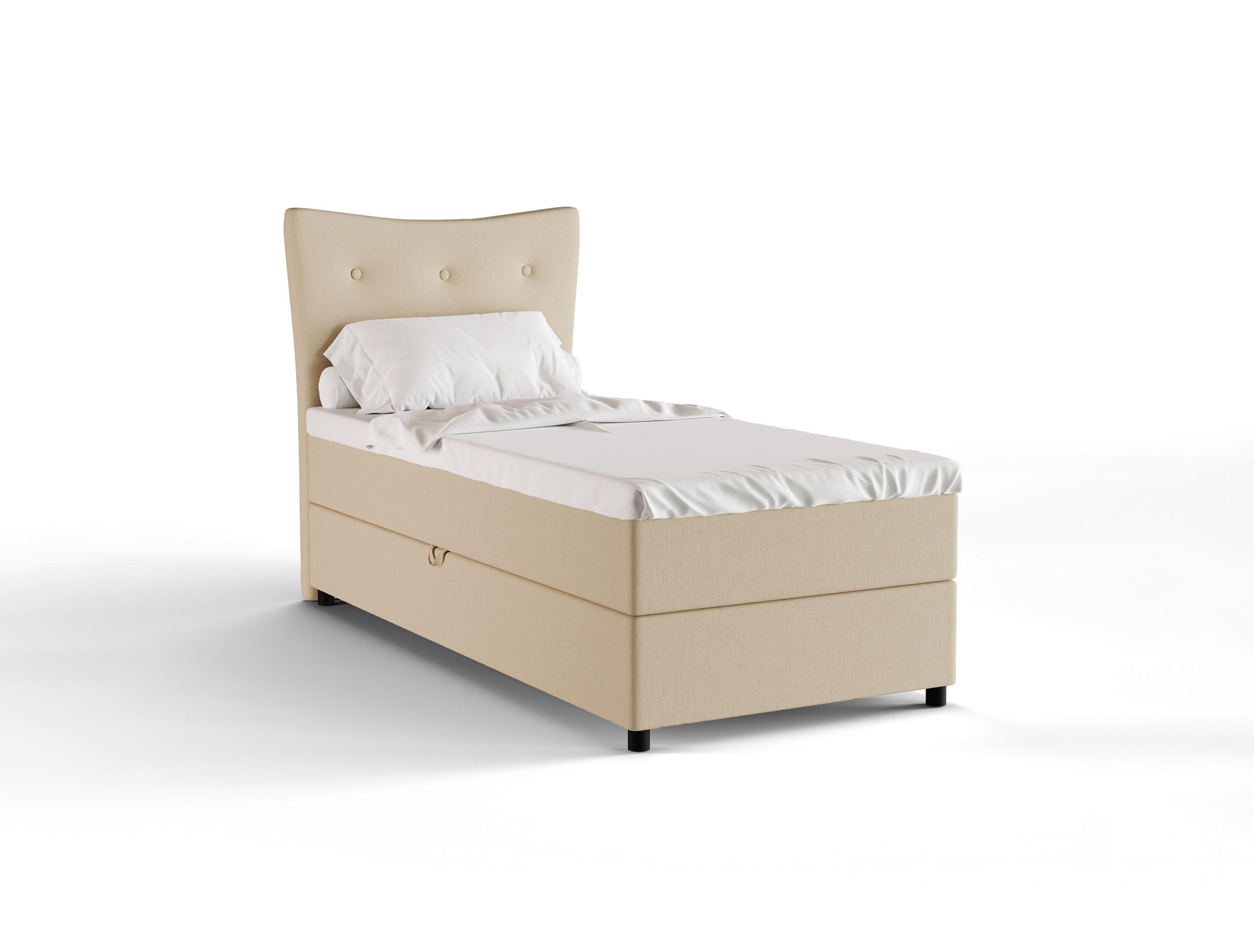 BOXBETT Nevada 90x200 cm Polsterbett mit hochwertiger Bonell-Matratze und Topper - beige - Beige, Holz (90/200cm) - Panda Möbel