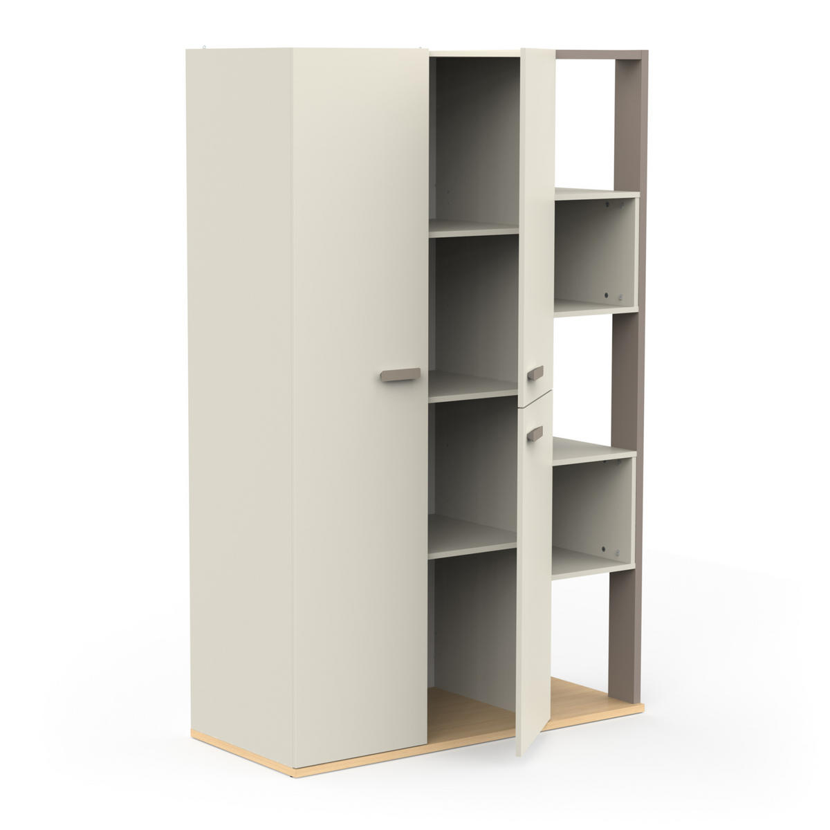 SCHRANK 3 Türen 5 Nischen - Modell CAMILLIA - Grau - 119,7 x 51,5 x 186,9 cm - Grau, Holz (51.5/186.9/119.7cm) - Demeyere