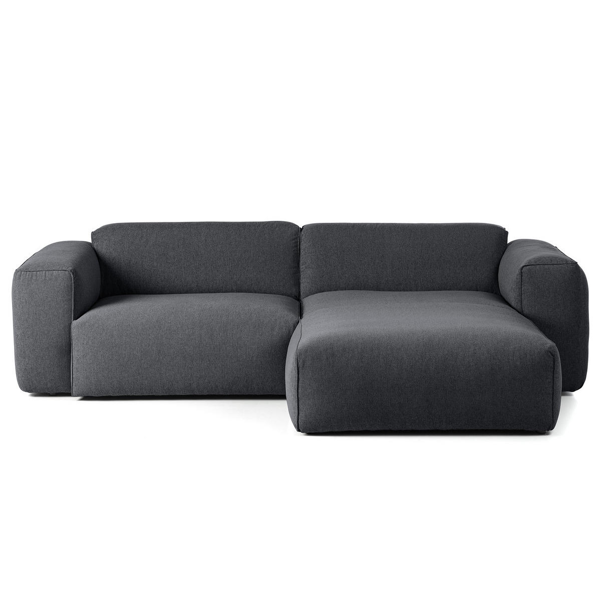1,5-SITZER ECKSOFA mit Longchair - Schwarz/Grau, Kunststoff/Textil (260/173cm) - home24