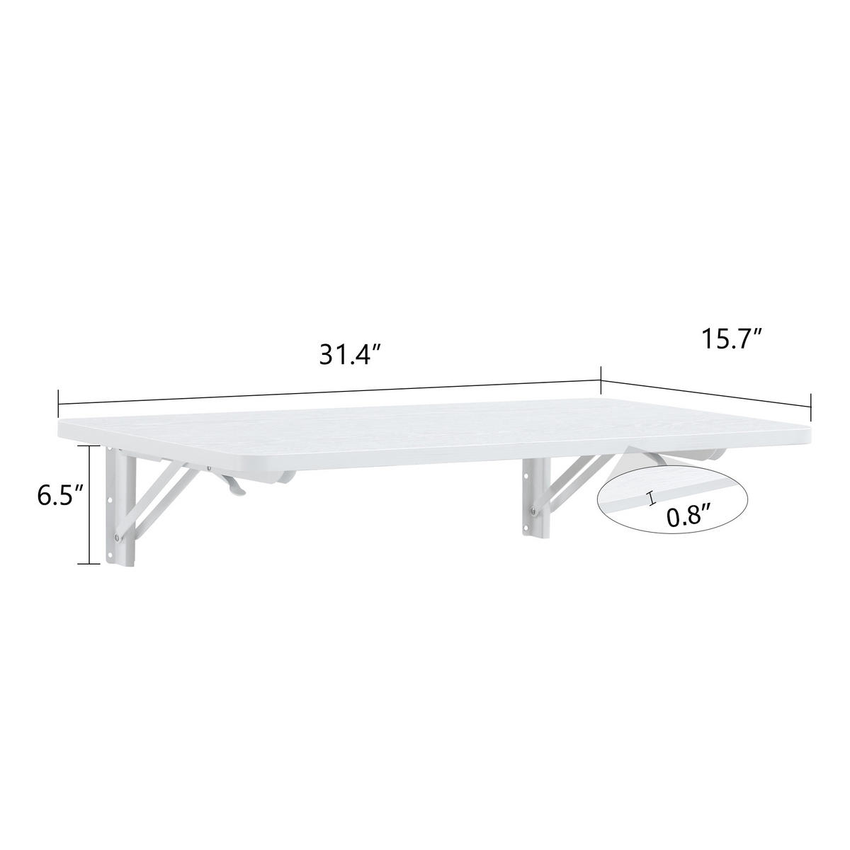 WANDREGAL DE-37385 80 cm wandmontiert mit Klappmechanik Weiß - Weiß, Holzwerkstoff (40/18.5/80cm) - ComfortXL
