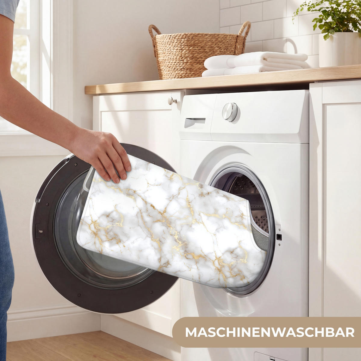 WC PŘEDLOŽKA Zlaté žilky - Mramor - Bílý 55x60 cm - bílá, textil/plast (55/1cm) - OnlyWow
