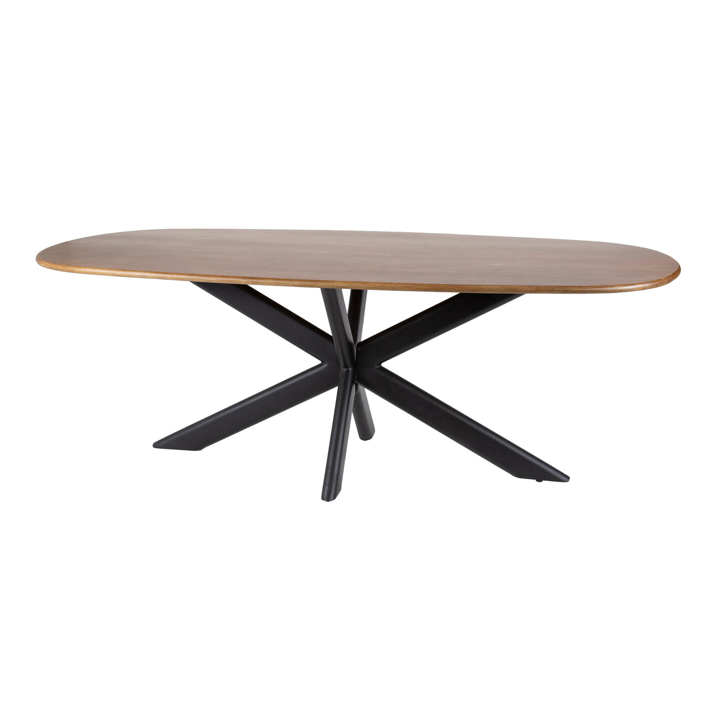 ESSTISCH CLIFF SABBIA Braun Dänisch-Ovaler Massivholztisch Mango mit Ovalrohr-Gestell - Sandfarben, Holz (180/95/76cm) - alesvelt