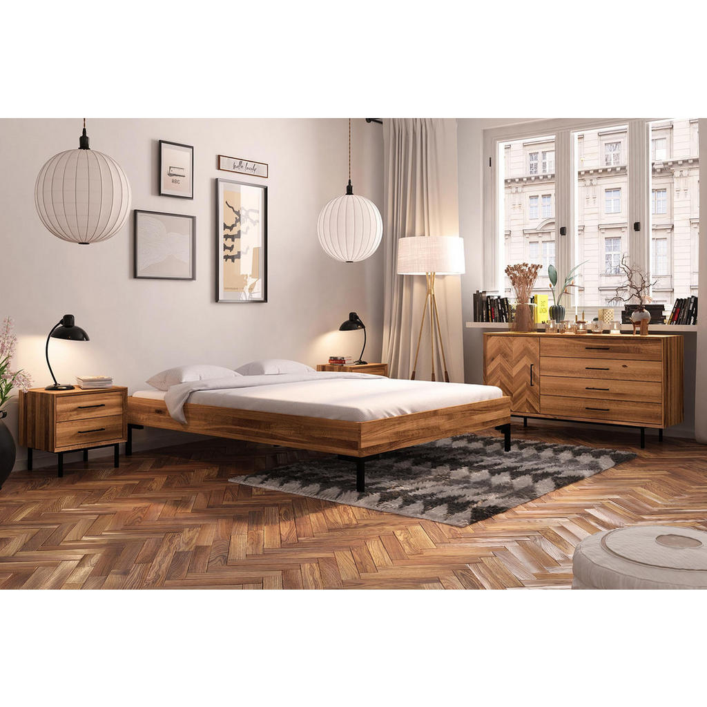 Thumbnail - byoak Bettgestell, Wildeiche, Holz, Echtholz,Eiche, 120x210 cm, Schlafzimmer, Betten