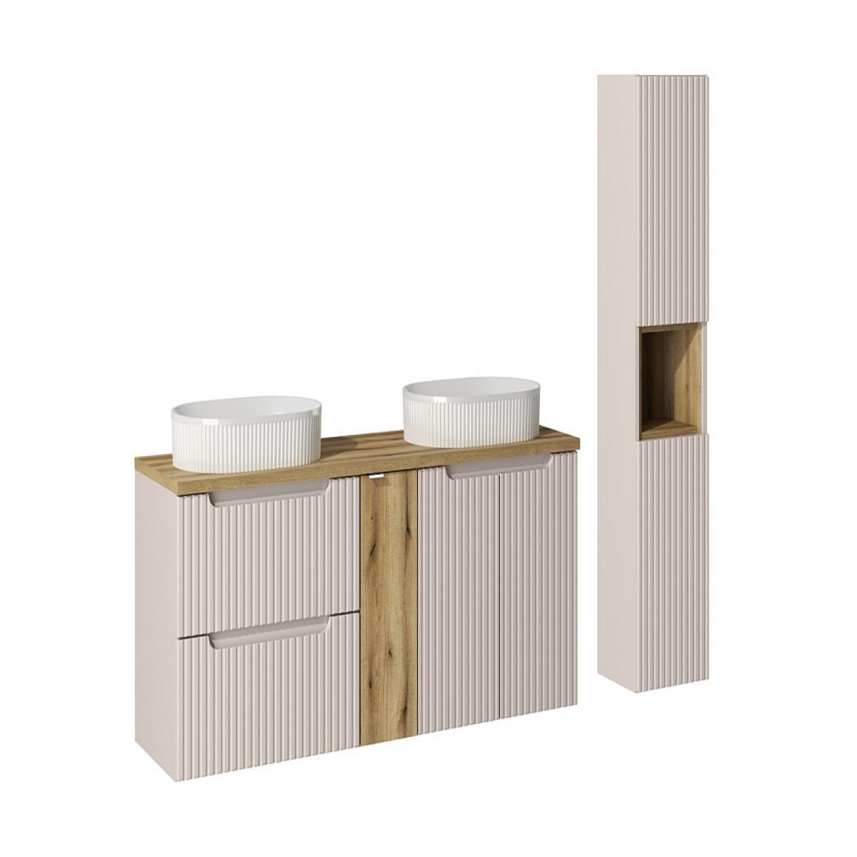 Milaros Markt Badmöbel-Set Kaschmir, Eiche Artisan 140x140x48 cm