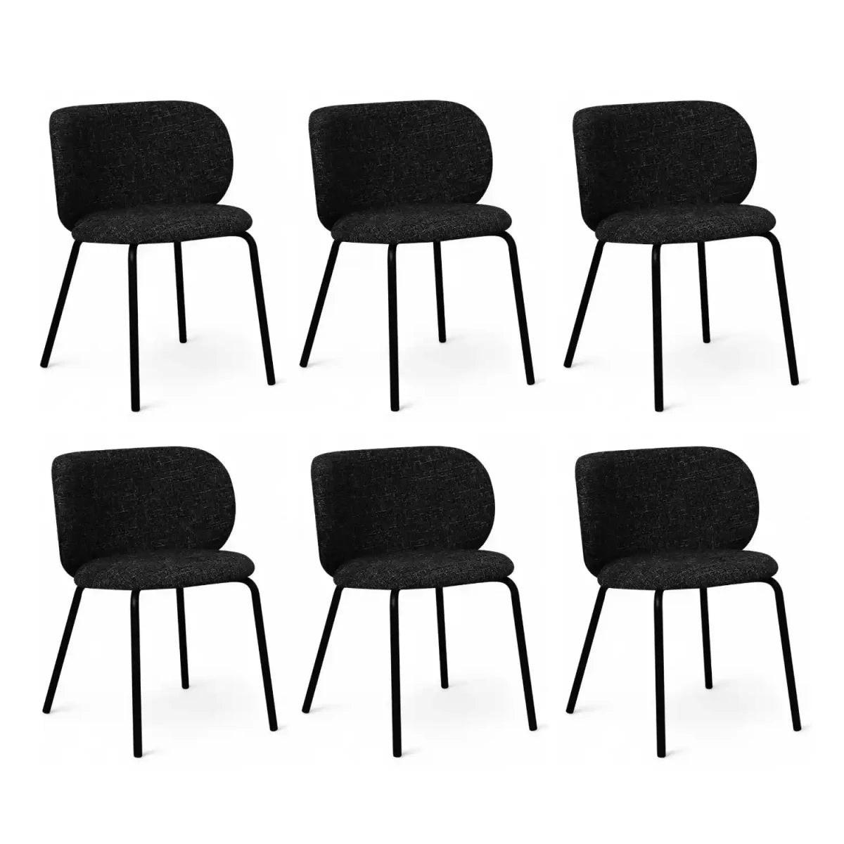 STUHL-SET 6 Stück in Teddystoff Schwarz - Schwarz, Textil/Metall (57/73/58cm) - Furnhouse