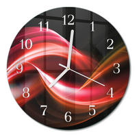 WANDUHR fi30 cm - Abstrakte Linien - Rot, Glas (30/30/0.4cm) - TULUP