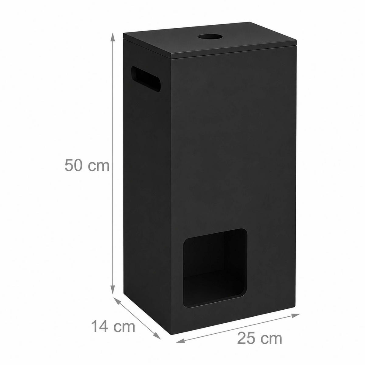 TOILETTENPAPIERHALTER Schwarz für 8 Rollen MDF 50 cm - Schwarz, Holzwerkstoff (25/50/14cm) - Relaxdays