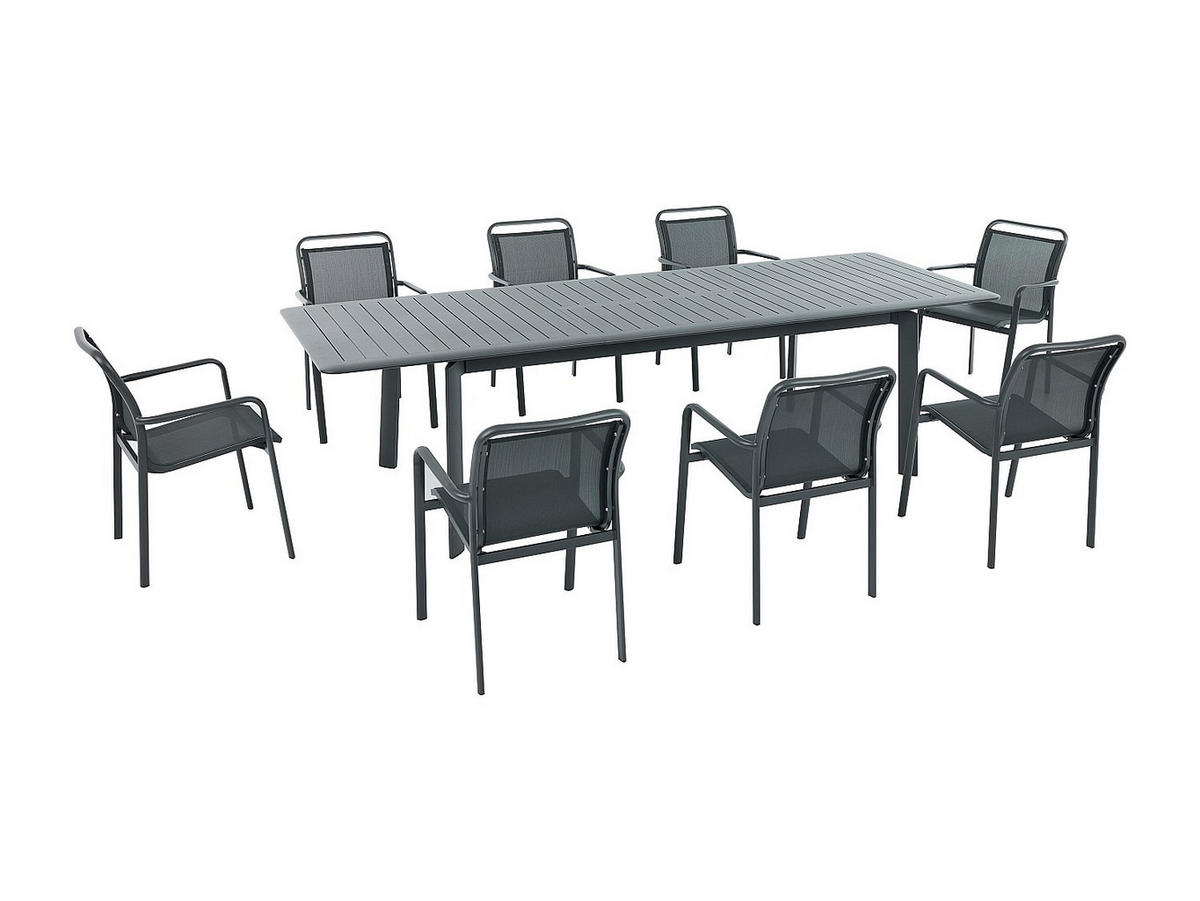 GARTENESSGRUPPE im Set - 8 -Sitzer - Aluminium - anthrazitgrau - VELYRA - Anthrazit, Metall - Vente-Unique