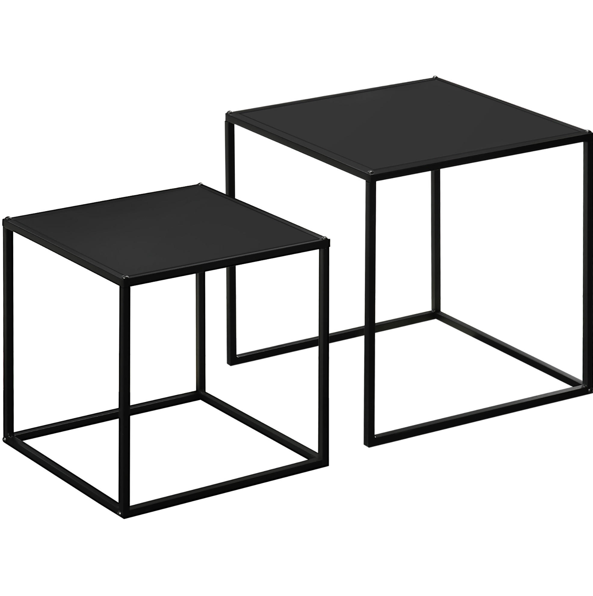 COUCHTISCH 40/40/40 cm und 35/35/35 cm Schwarz aus Stahl mit 2 Tischen - Schwarz, Metall (40/40/40cm) - OKMYHOME