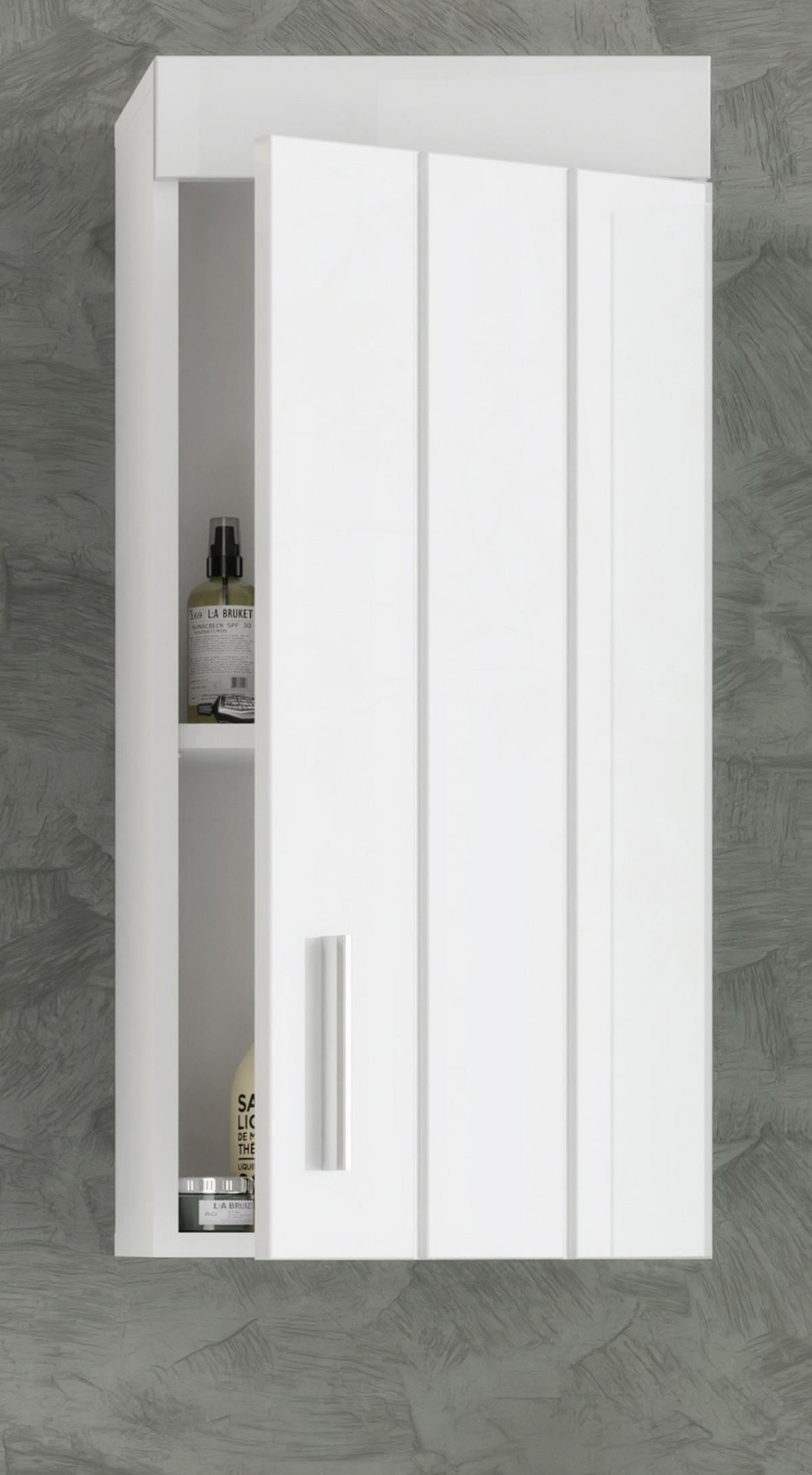HÄNGESCHRANK weiß Hochglanz 36 cm, Badschrank Türanschlag wechselbar - Weiß Hochglanz/Silberfarben, Holzwerkstoff/Kunststoff (36/79/24cm) - Inn.Furn