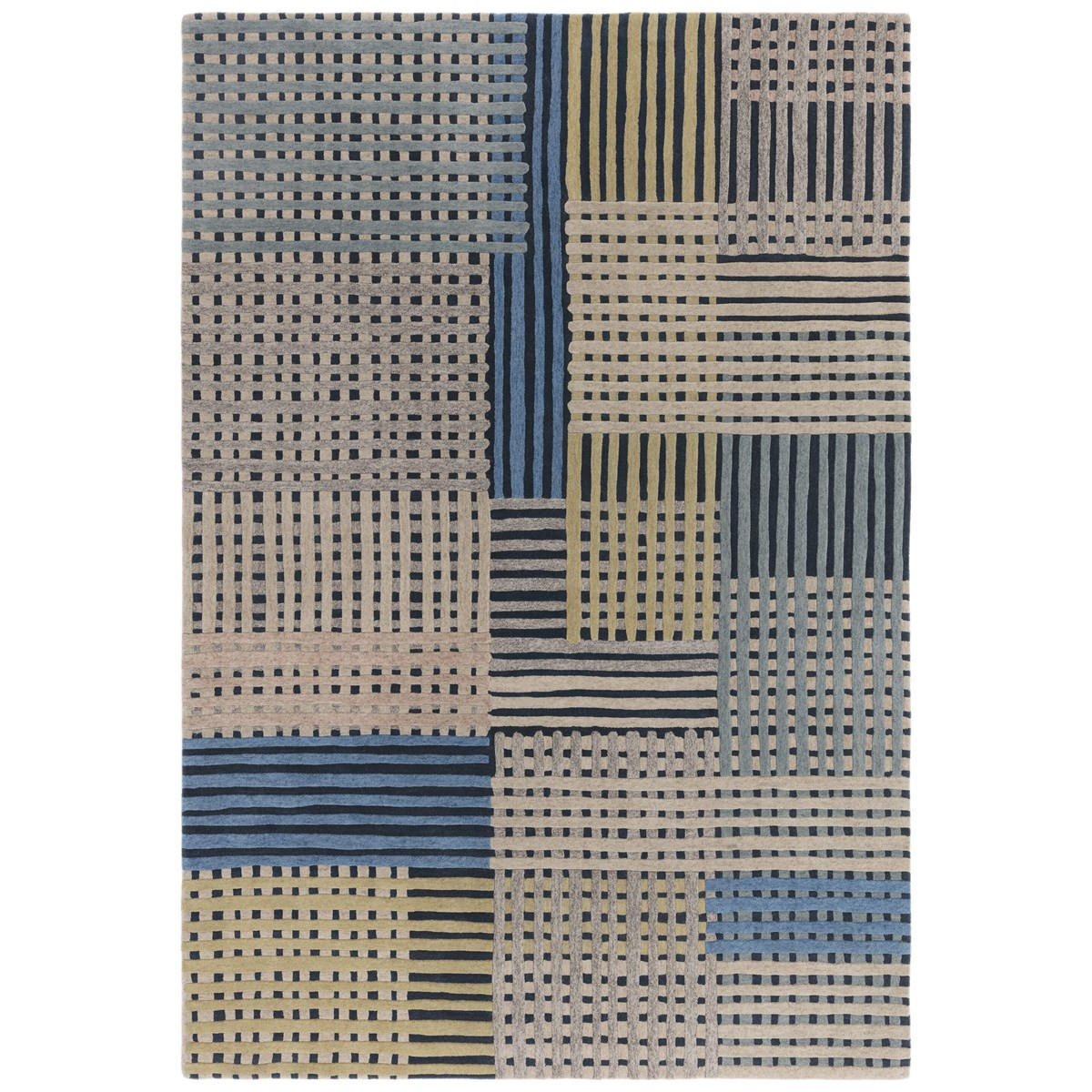 TEPPICH Moderner aus Wolle für Wohn- und Schlafzimmer FACET Blau 200 x 290 cm - Blau, Naturmaterialien (200/290cm) - Novatrend
