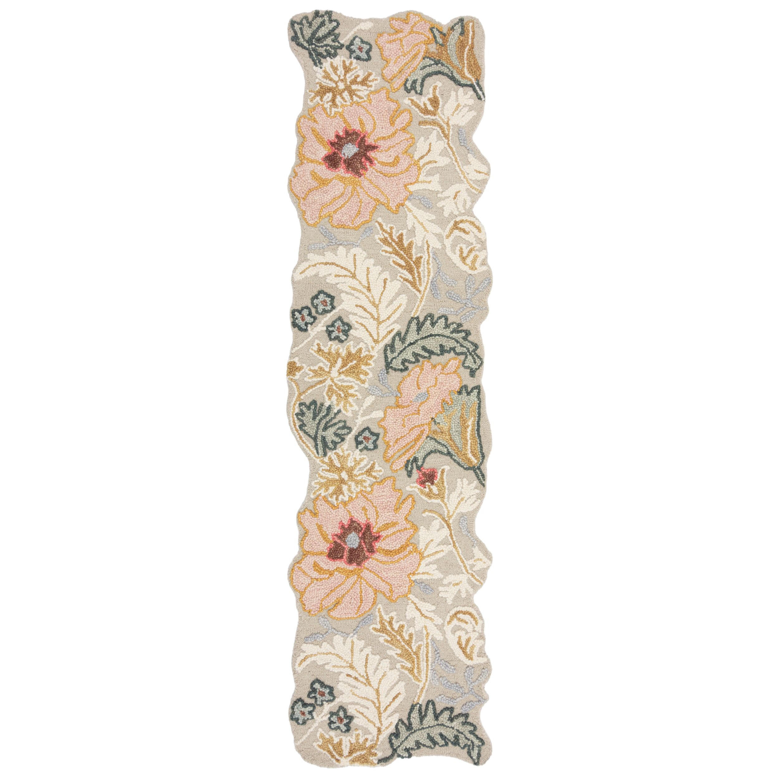 WOLLTEPPICH Shaped Botanisch Floral, Wohnzimmer Hellrosa Läufer 60x230 - Rosa, Textil (230/60cm) - KADIMA DESIGN