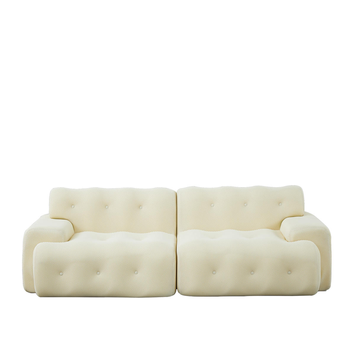2-SITZER-SOFA aus Stoff 224x104x66 cm Beige montagefrei mit breiten Armlehnen und tiefem Sitzkomfort - Beige, Textil (224/66/104cm) - Modfu
