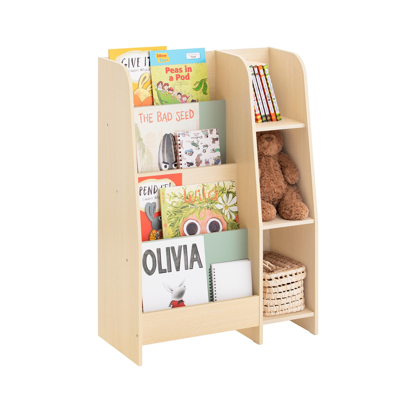 KINDERREGAL Natur-Grün - Naturfarben/Grün, Holz/Holzwerkstoff (63/90/30cm) - SoBuy