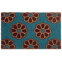 FUSSMATTE Blau 45/75 cm Blume Kokosfasern Kulik - Blau, Textil (45/75cm) - Beliani