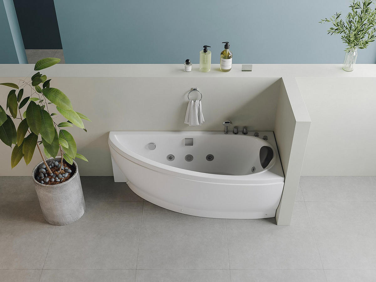 WHIRLPOOLBADEWANNE - 1 Person - Acryl - Weiß - Weiß, Kunststoff (160/60/75cm) - Vente-Unique
