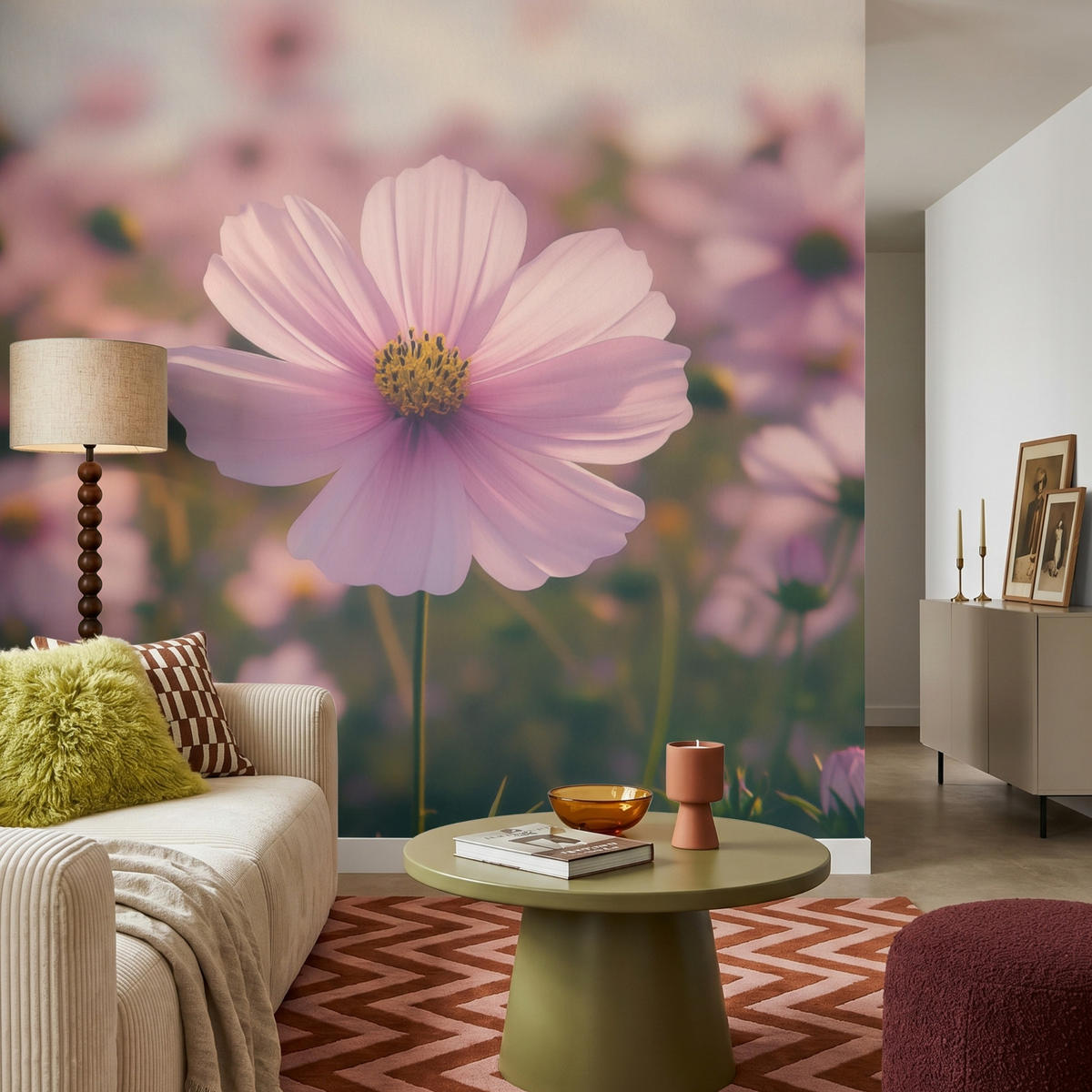 TAPETE - Blumen - Lila - Unscharf - 200x200 cm - Rosa, Papier (200/200cm) - OnlyWow