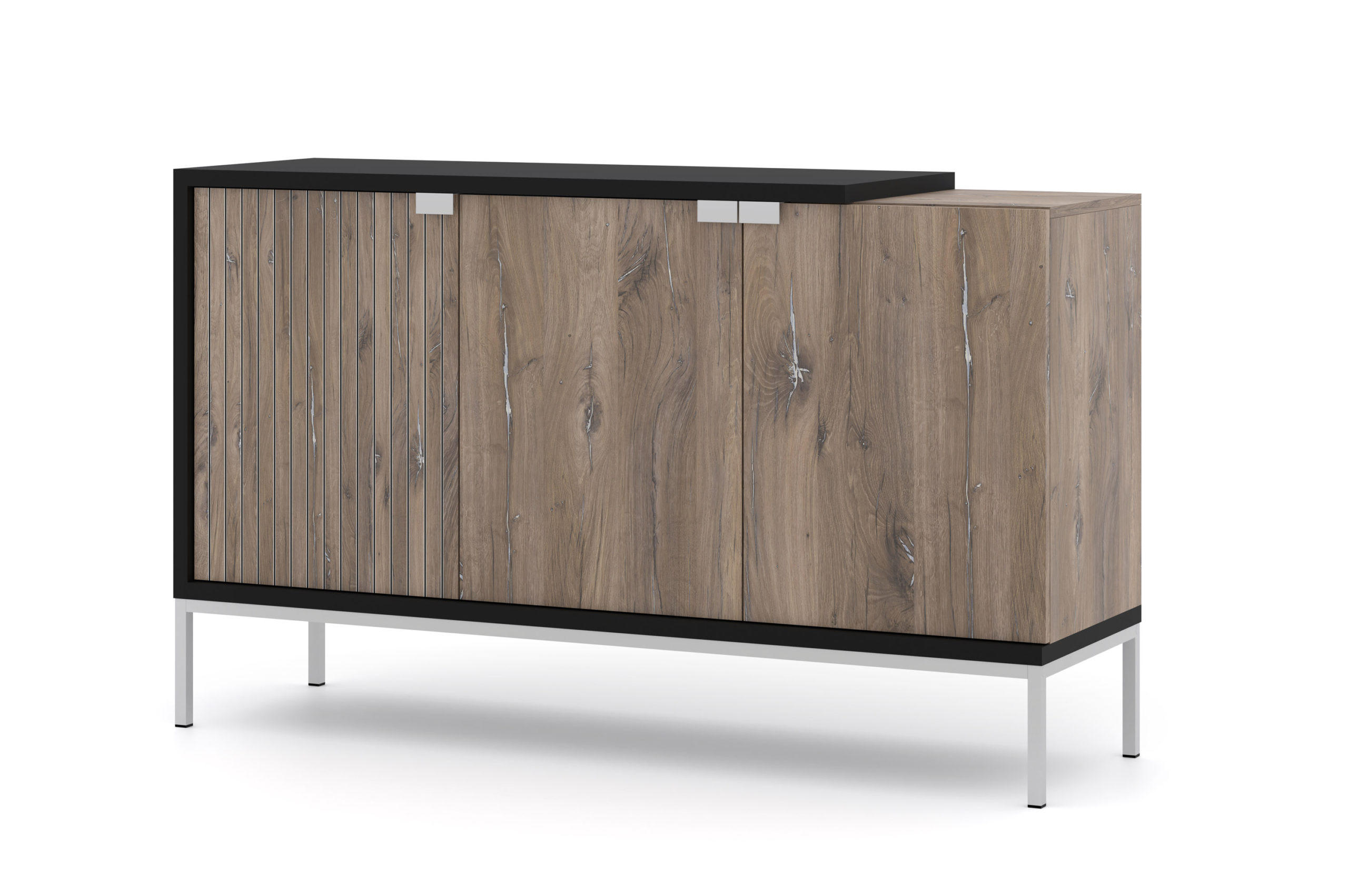 KOMMODE Flagstaff Eiche, Schwarz 143/87/42 - Schwarz, Holzwerkstoff (143/87/42cm) - RAUMHIRSCH FURNITURE