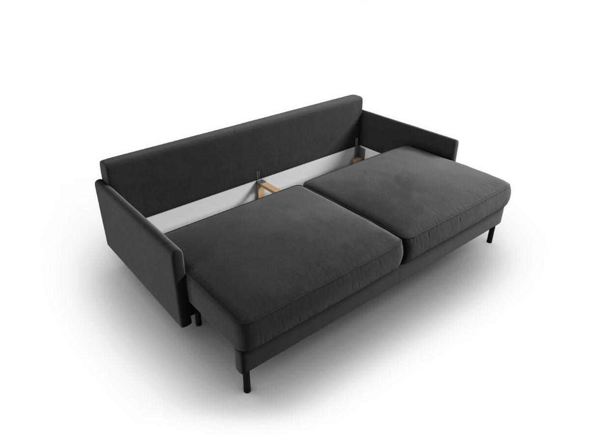 AUSKLAPPBARES-SOFA mit Bettkasten Scott aus Samt grau 3 Sitzplätze - Grau, Textil (97/87/212cm) - Micadoni