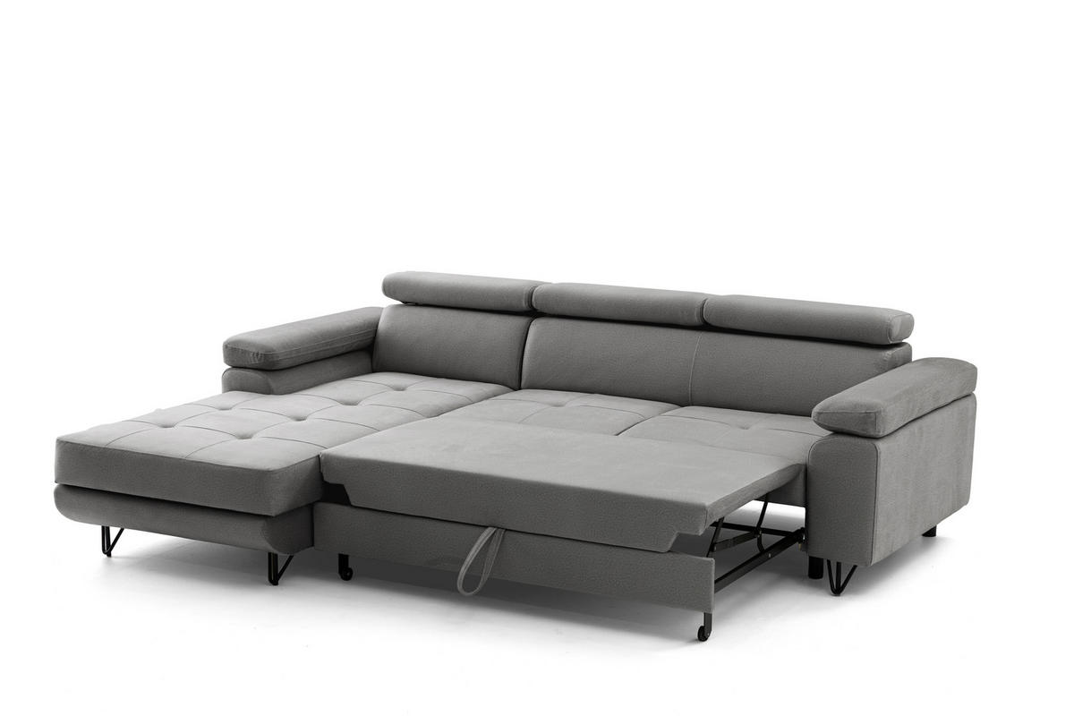 ECKSOFA NORIS L Grau mit Schlaffunktion Links - Grau, Holz/Textil (250/183cm) - Muffo