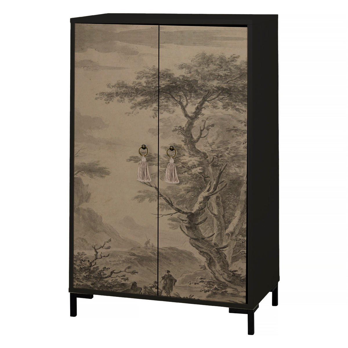 SIDEBOARD aus MDF mit 2 dekorativen Türen WALTER - Rot, Holzwerkstoff (45/123/75cm) - RNT By Really Nice Things