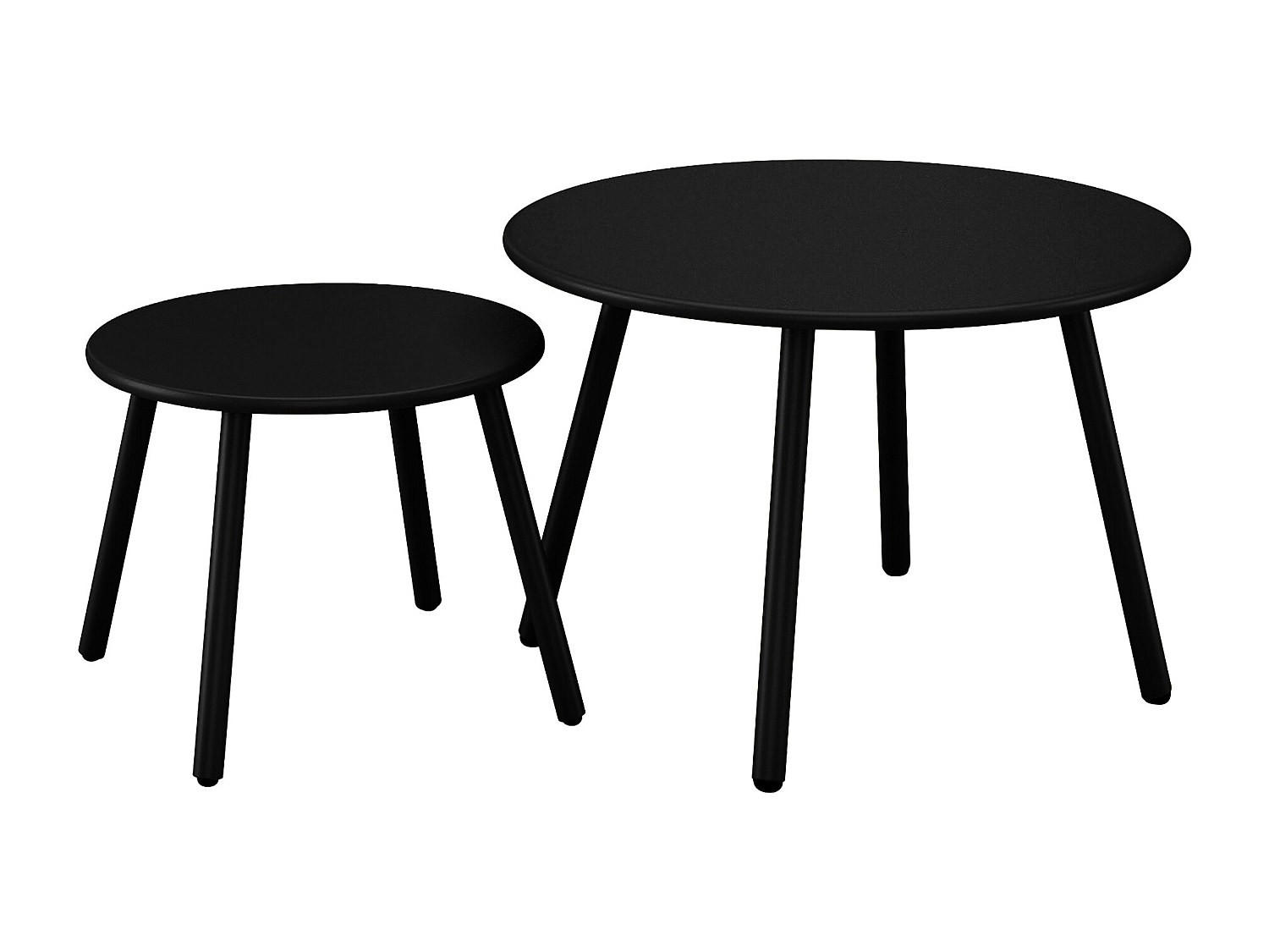 GARTENBEISTELLTISCH 2er-Set - 60 cm x 60 cm - Metall - Schwarz - MIRMANDE - Schwarz, Metall (60/60/34cm) - Vente-Unique