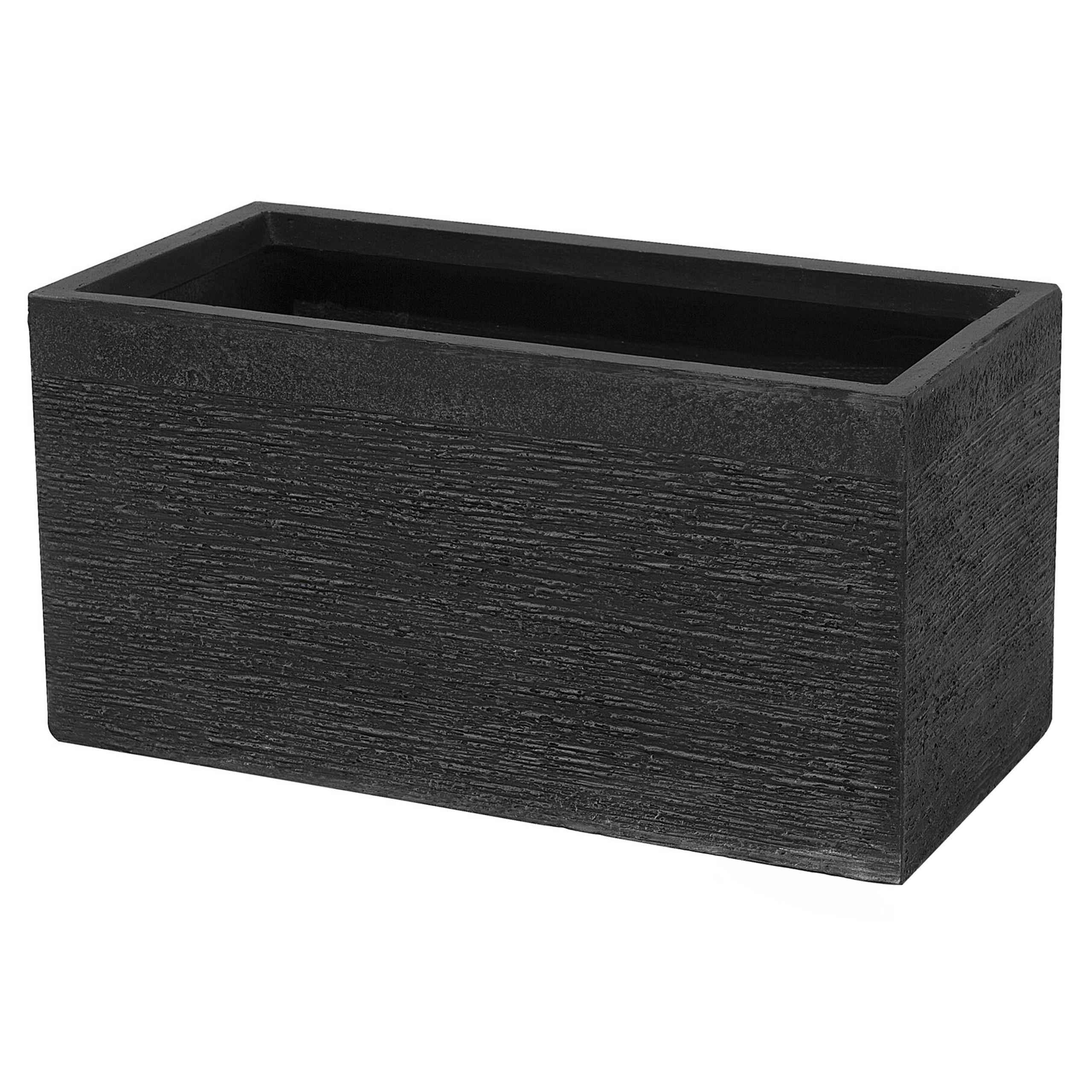 BLUMENTOPF schwarz rechteckig 60/29/30 cm Myra - Schwarz, Naturmaterialien (30cm) - Beliani