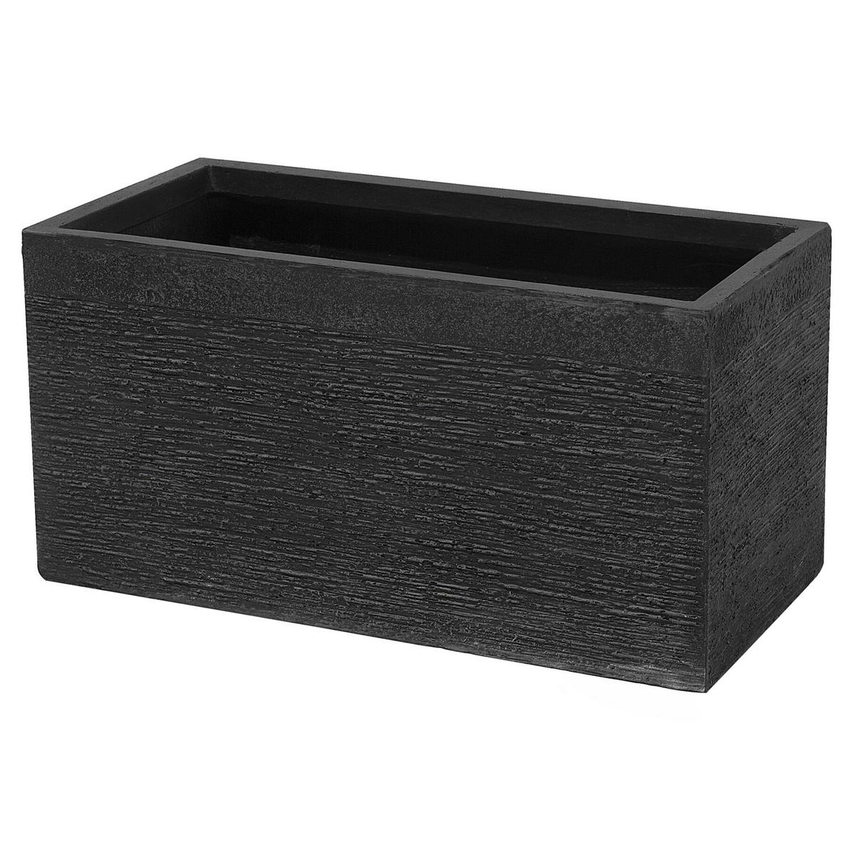 BLUMENTOPF schwarz rechteckig 60/29/30 cm Myra - Schwarz, Naturmaterialen (30cm) - Beliani