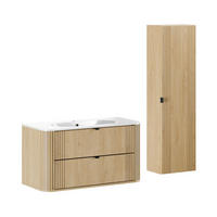 BADMÖBEL 100cm Mila 2er-Set Helle Eiche - Braun, Holzwerkstoff (100/52/46cm) - Petits-meubles