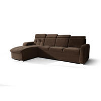 ECKSOFA KONGO RBN10, Eckcouch in L-Form mit Schlaffunktion, Farbe: Dunkelbraun, Velourstoff, Ottomane Links - Dunkelbraun, Textil (315/169cm) - O-Sofa