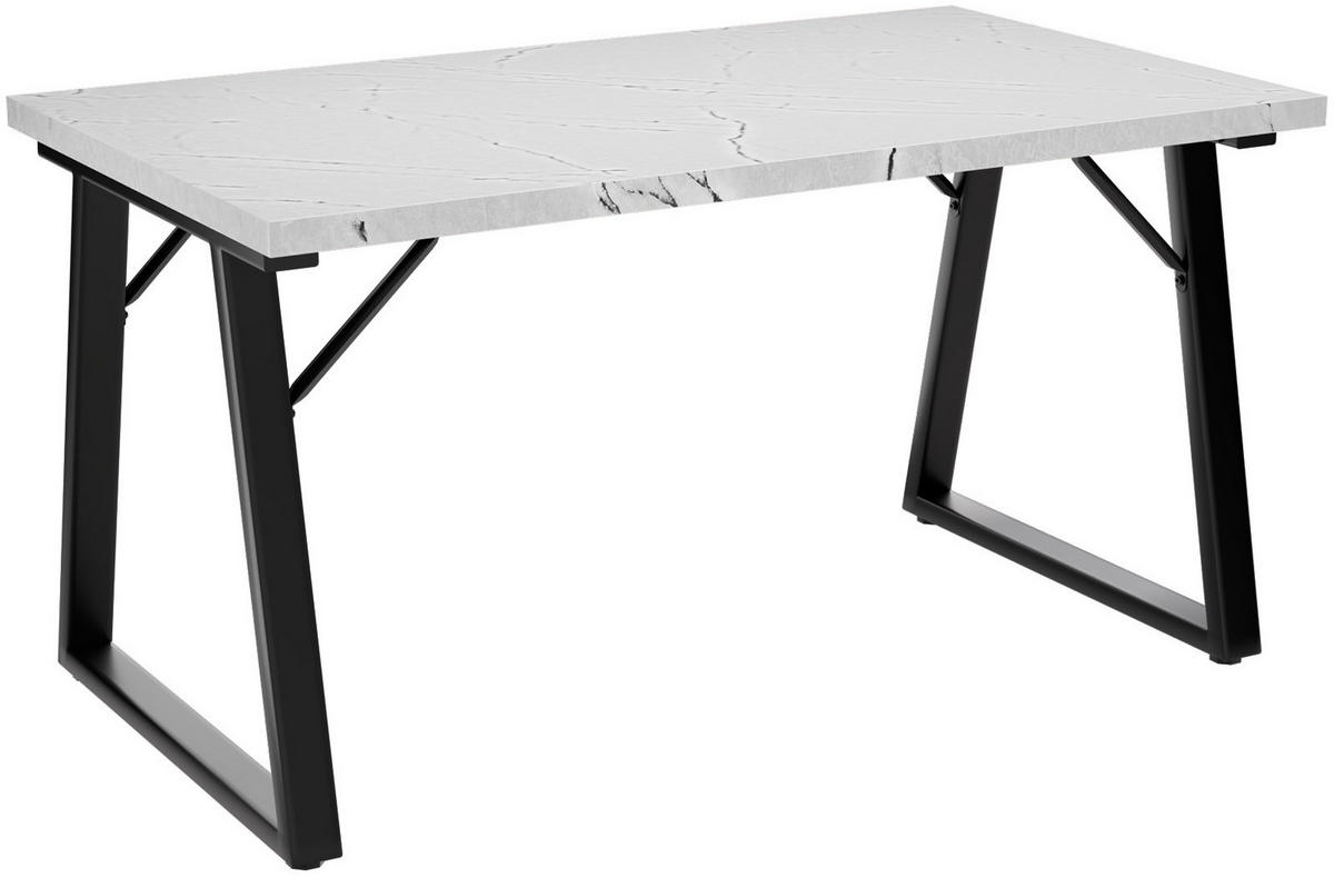 ESSTISCH in Holz, Metall 140/80/75cm - Schwarz/Weiß, Holzwerkstoff (80/140/75cm) - HOMAVO