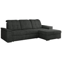 ECKSOFA MADRITO L - Dunkelgrau Struktur - Rechts - Dunkelgrau/Silberfarben, Textil/Metall (256/160cm)