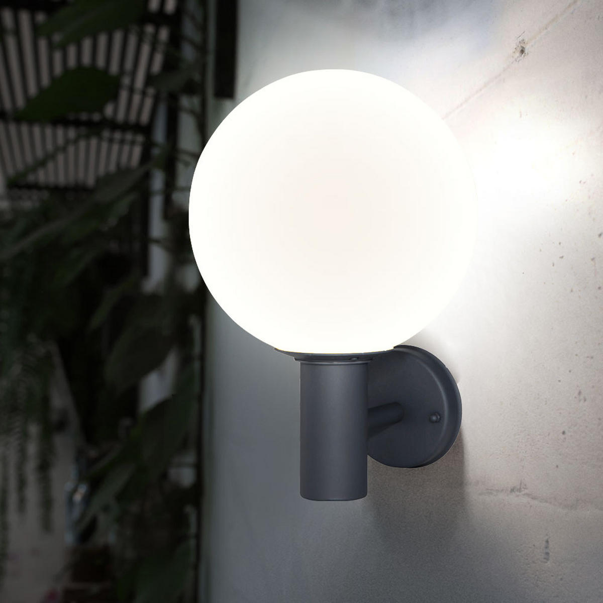 AUSSEN-WANDLEUCHTE Aluminium Anthrazit Glas Weiß - Anthrazit, Glas (25/37/26.5cm) - Globo Lighting