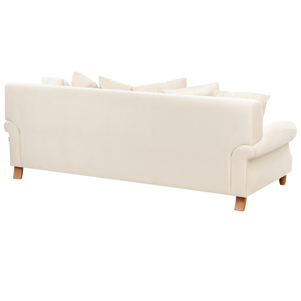 3-SITZER-SOFA Samtstoff cremeweiß Eike - Dunkelbraun/Weiß, Textil (229/82/102cm) - Beliani