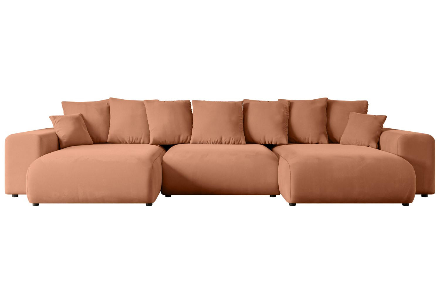 WOHNLANDSCHAFT mit Schlaffunktion und Bettkasten ESKAR-U -352x165x84cm Koralle Velours - Koralle/Schwarz, Holzwerkstoff/Kunststoff (352/84/165cm) - ALTDECOR