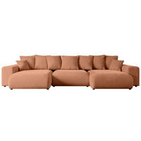 WOHNLANDSCHAFT mit Schlaffunktion und Bettkasten ESKAR-U -352x165x84cm Koralle Velours - Koralle/Schwarz, Holzwerkstoff/Kunststoff (352/84/165cm) - ALTDECOR