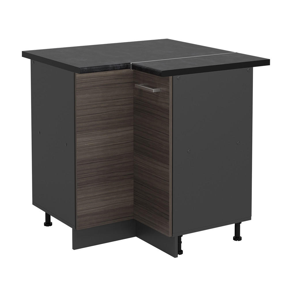 ECKUNTERSCHRANK R-Line Edelgrau 75.6 cm , AP Anthrazit - Anthrazit/Braun, Holzwerkstoff (75.6/81.6/60cm) - Vicco
