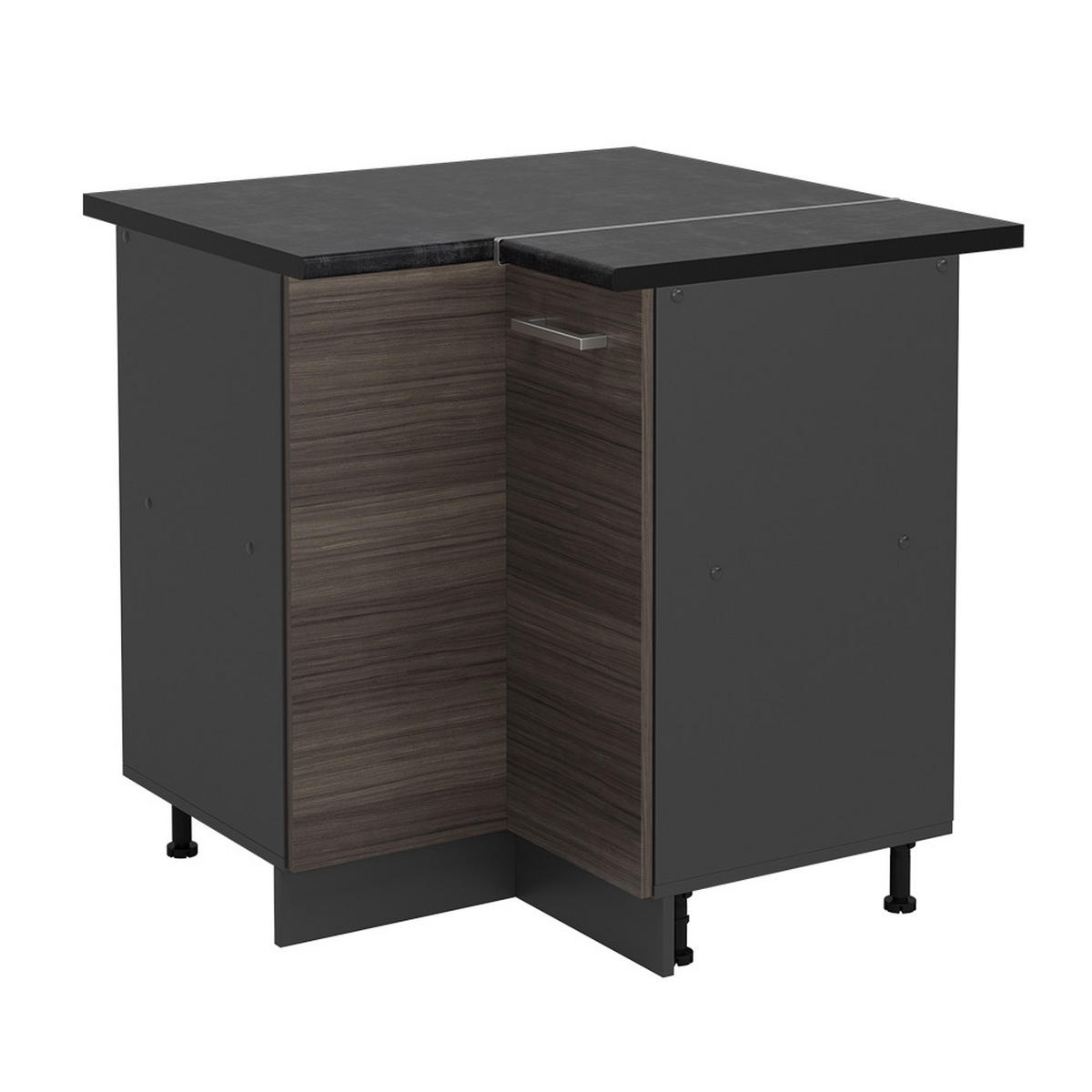 ECKUNTERSCHRANK R-Line Edelgrau 75.6 cm , AP Anthrazit - Anthrazit/Braun, Holzwerkstoff (75.6/81.6/60cm) - Vicco