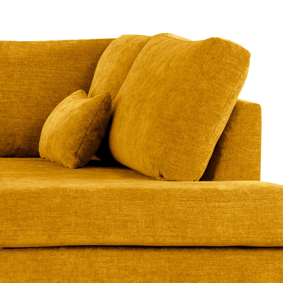 ECKSOFA mit Ottomane - Gelb/Buchefarben, Buchenholz/Textil (287/219cm) - home24