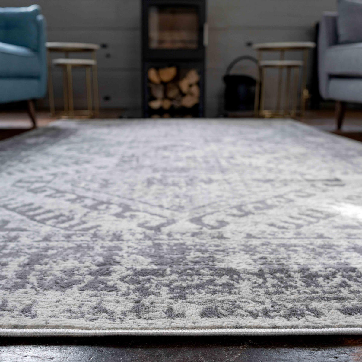 VINTAGE-TEPPICH Sophia Grau - Grau, Textil (120/170cm) - Kukoon Rugs