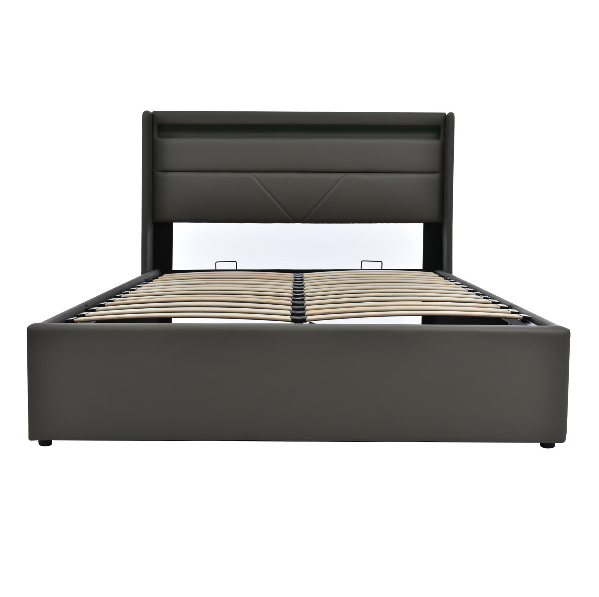 POLSTERBETT 140/200 cm Grau aus PU mit Bettkasten und LED-Beleuchtung - Grau, Kunststoff (140/200cm) - OKMYHOME