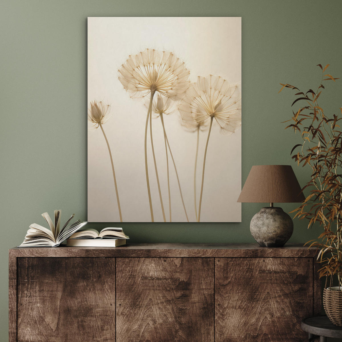 AKUSTIKPANEEL Sonnenlicht - Löwenzahn - Botanisch - Blumen 60x80 cm - Creme, Textil (60/0.9/80cm) - MuchoWow