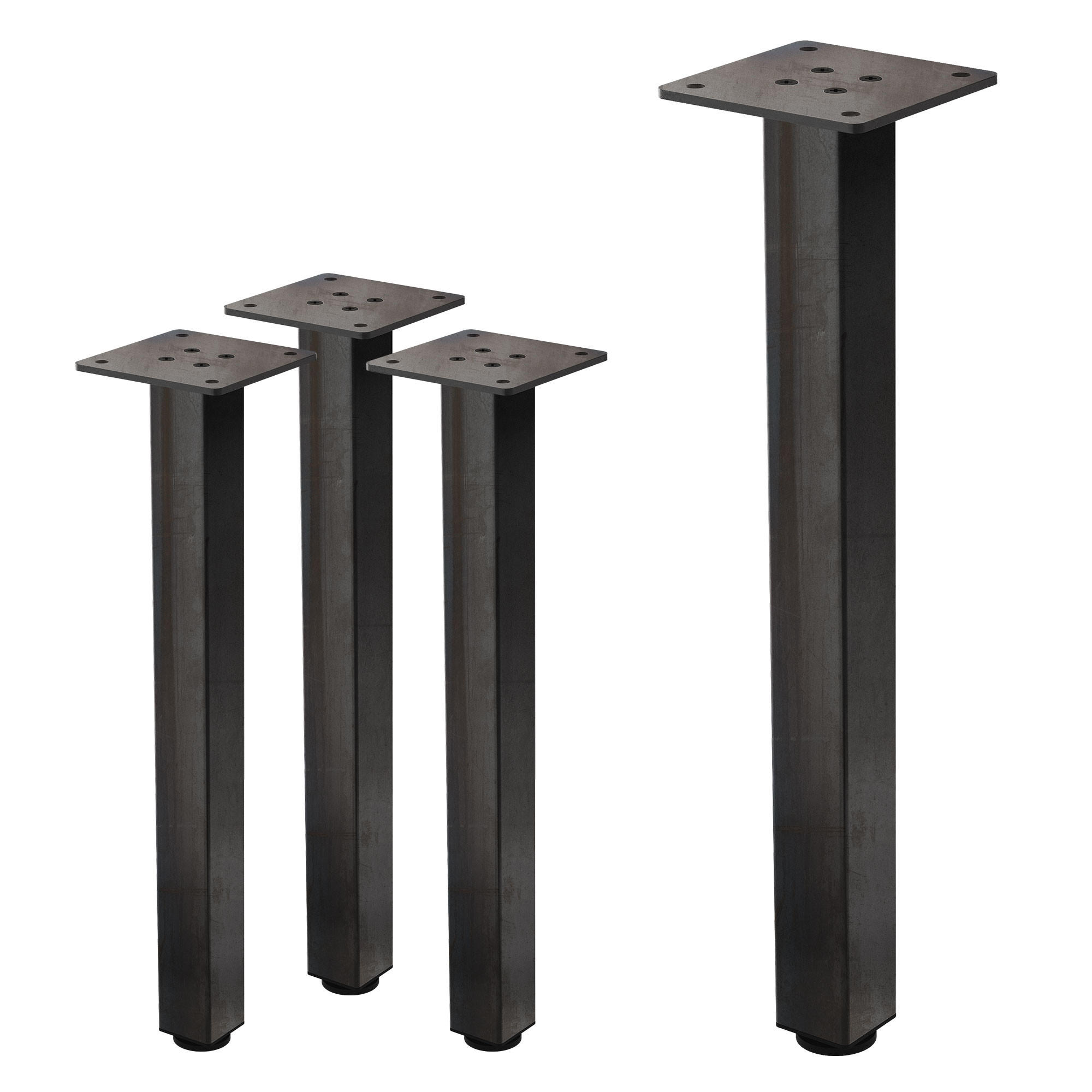 TISCHBEINE 4er Set I-Design H:42 cm Industrial 4x4 cm - Dunkelgrau, Metall (10/42/10cm) - ML-DESIGN