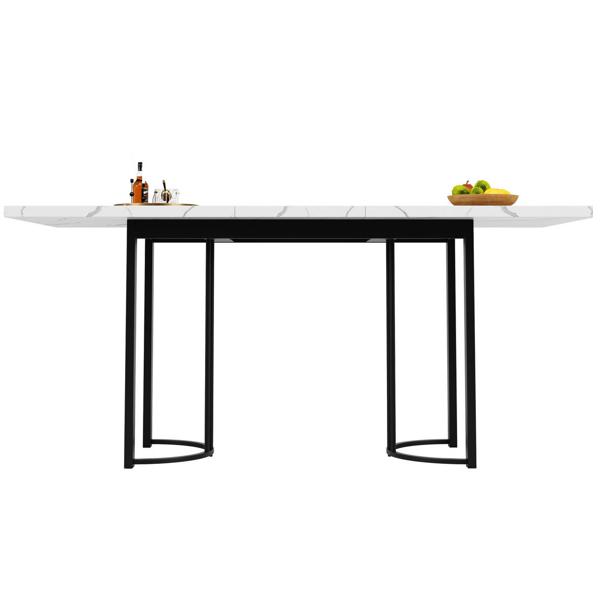ESSTISCH 140-179,5/80/75,5 cm in Weiß/Schwarz ausziehbar mit Metallgestell - Weiß, Holzwerkstoff (140/80/75.5cm) - Flora Grace