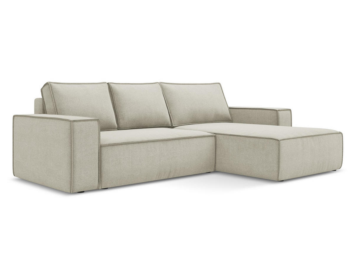 ECKSOFA mit Schlaffunktion Strukturstoff Stoff Beige - Beige/Creme, Kunststoff/Textil (290/185cm) - Makamii