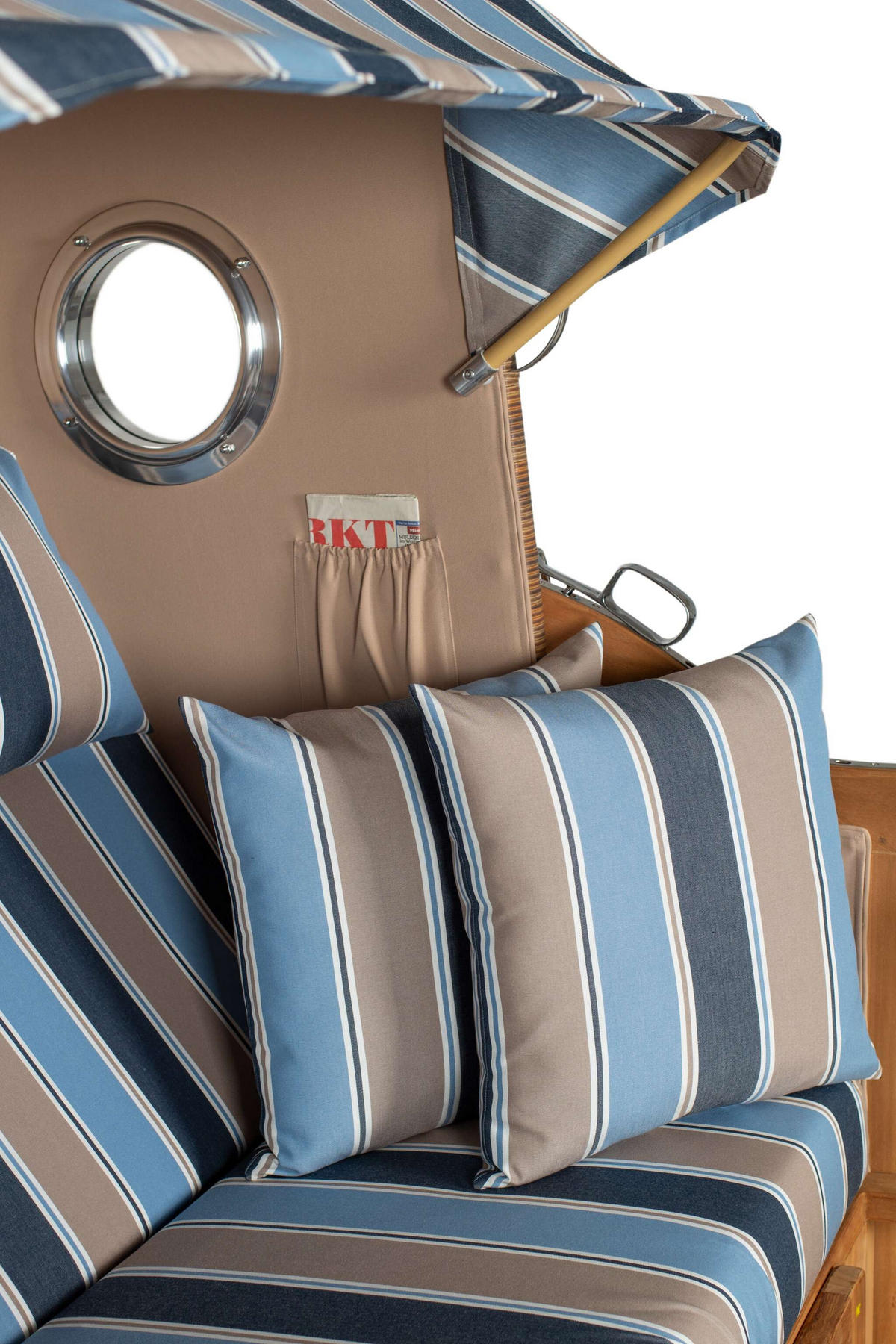 STRANDKORB XXL Düne Grande Teak Banana - Blaugrau/Braun, Metall (142/170/95cm) - Mr. Deko